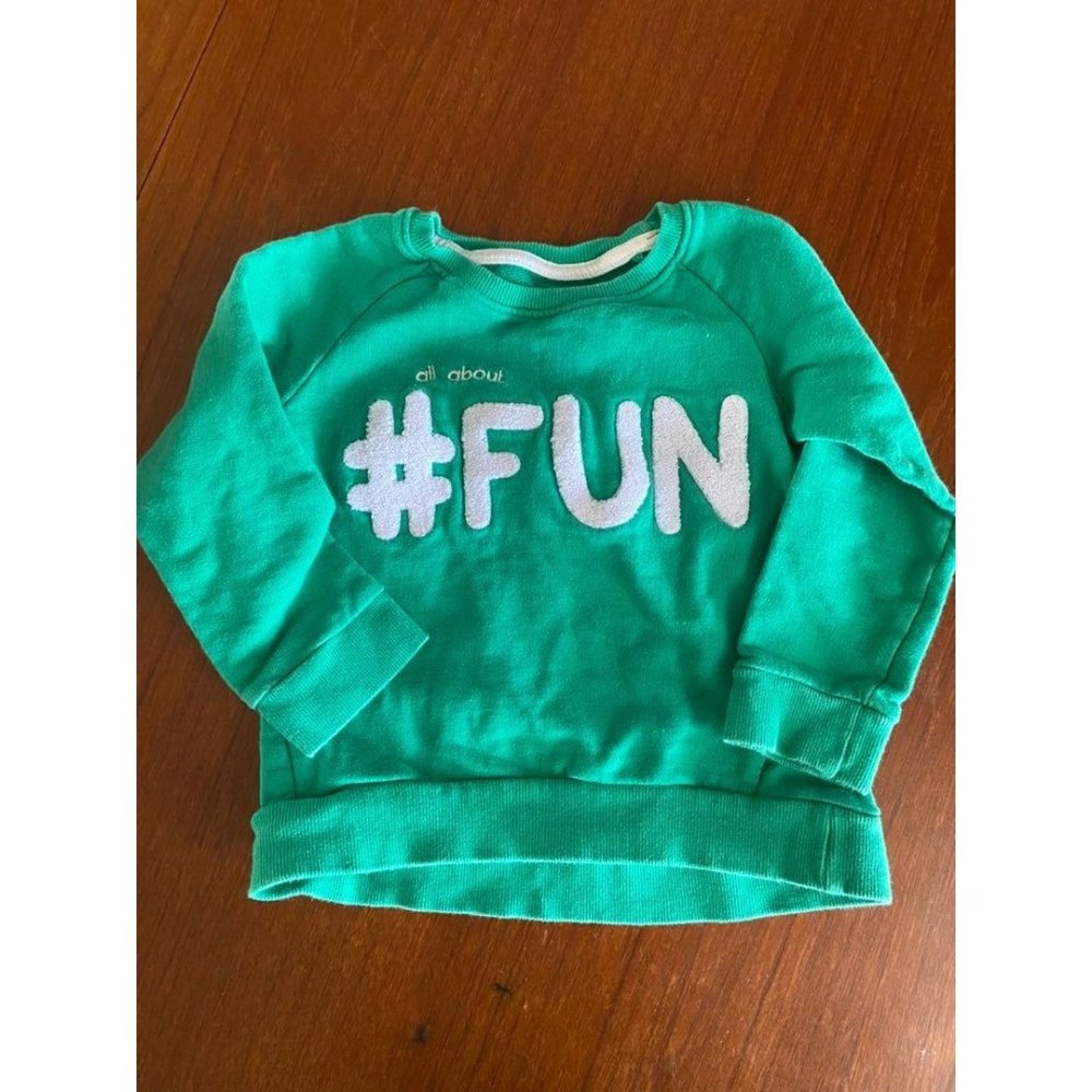 Kelly Green Sweatshirt All About #FUN 2/3Y